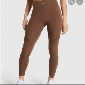 Whitney X Gymshark Mesh Chocolate Brown Leggings Size XS